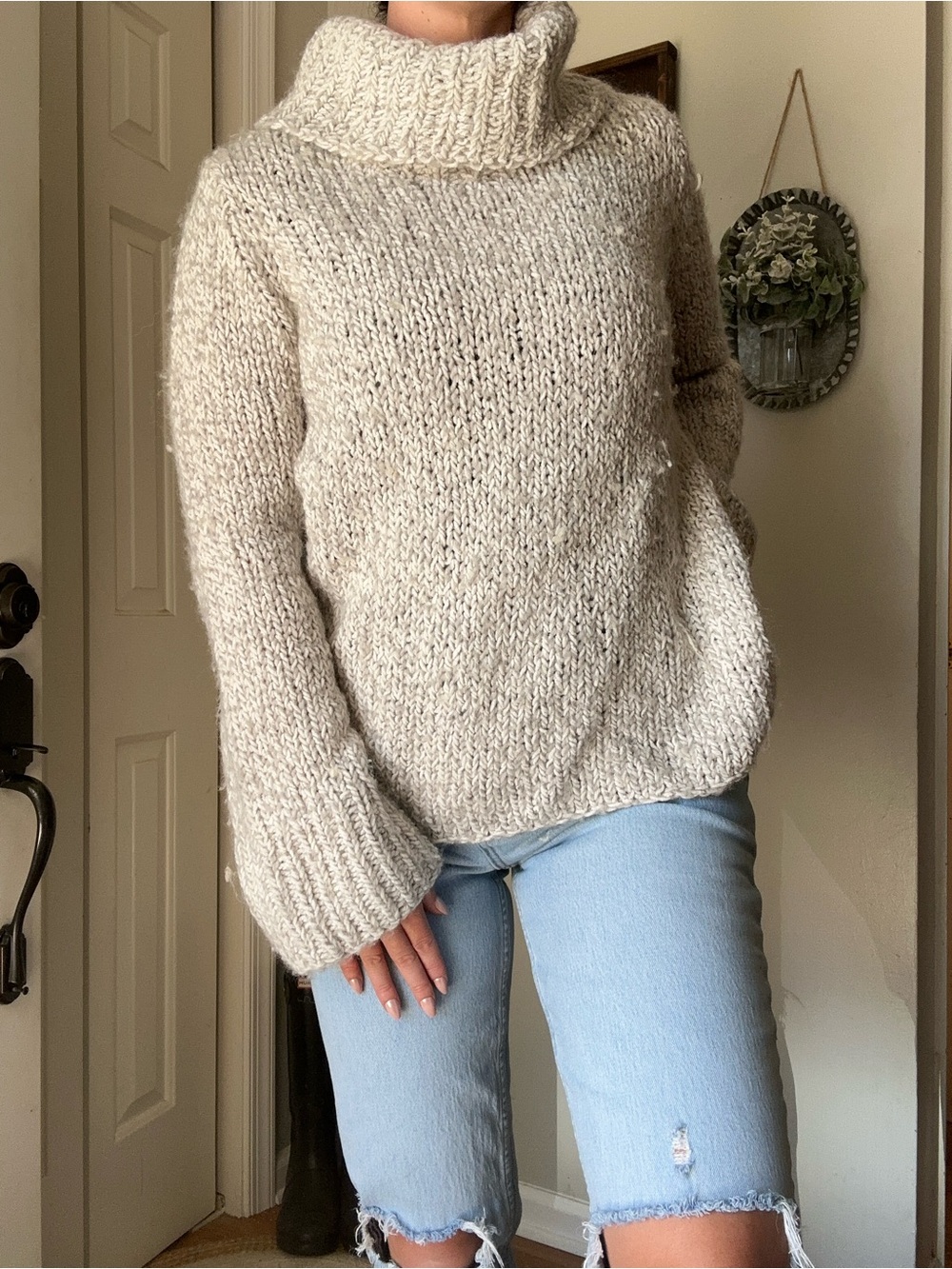 Vintage Express Handknit Cozy Chunky Turtleneck Sweater